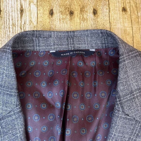 Ralph Lauren Wool Silk Linen Blazer Unstructured Gray Glen Plaid Windowpane 40L - Picture 7 of 11